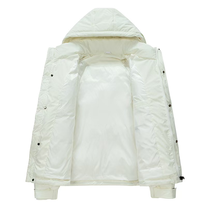 Designer down men's winter thick warm couple coat men's hooded white duck down short down jacket men's