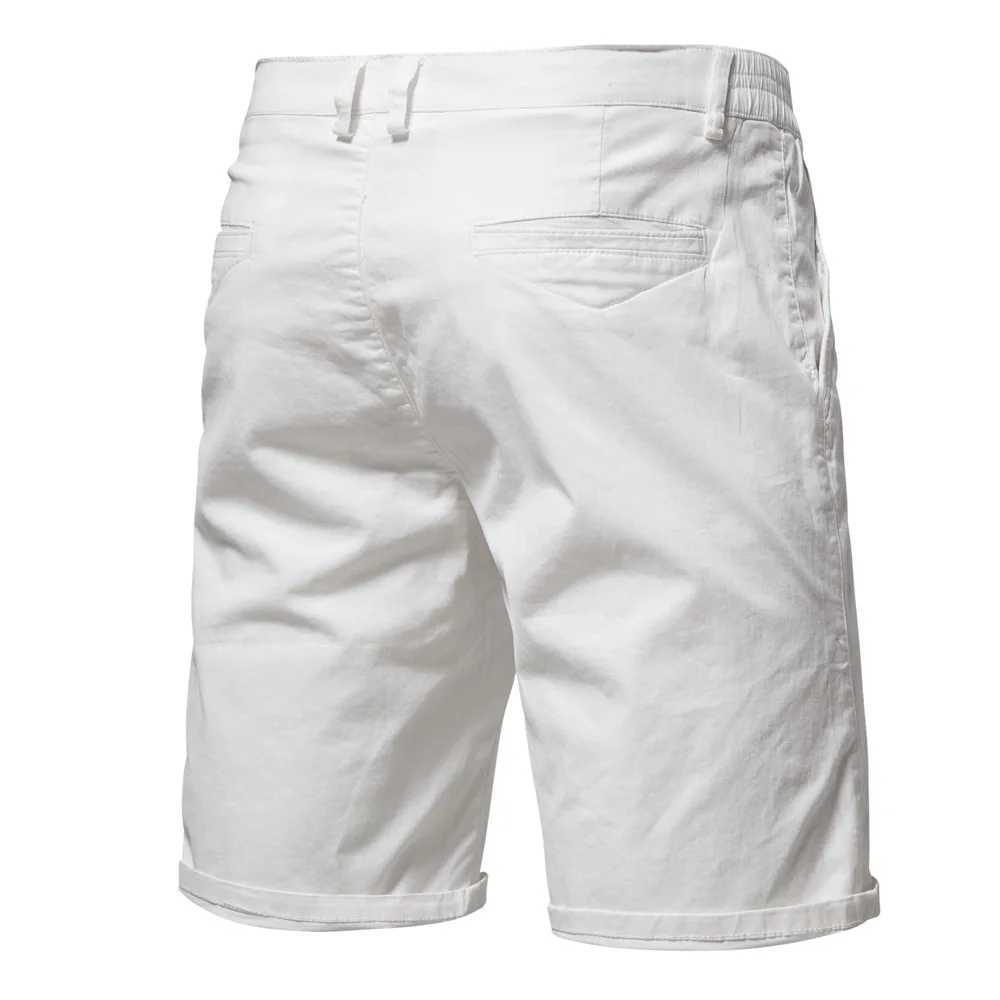 Y2K Summer New 100% Cotton White Gym Shorts Mens Casual Business Social Elastic Waist Cargo Shorts Bermuda Beach Shorts For MenX240921