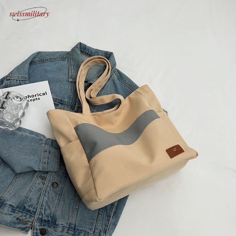 Work commuting large capacity canvas hand-held cloth single shoulder tote bag, autumn and winter feminine style new bag #19 Swissmilitary