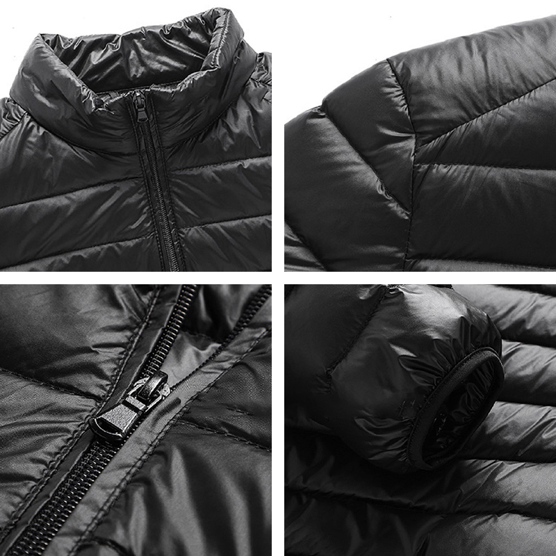 Winter New Men Lightweight Warm Slim Duck Down Mens Fashion Solid Hooded Thick Water And Wind-Resistant Jacket Coat Male