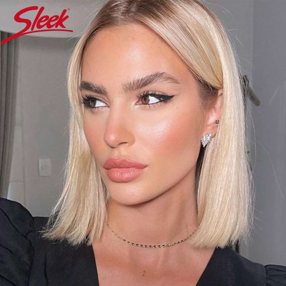 Short Human For Women Gold 100% Real Ready To Wear 613 Blonde Colored Hair 13X6X1 Bob Lace Front Wigs