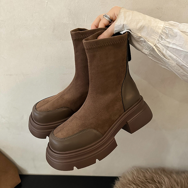 Women Fashion Boots Thick Sole Winter Trendy Wear Design Sense Martin Boots Vintage Style Versatile Free shipping