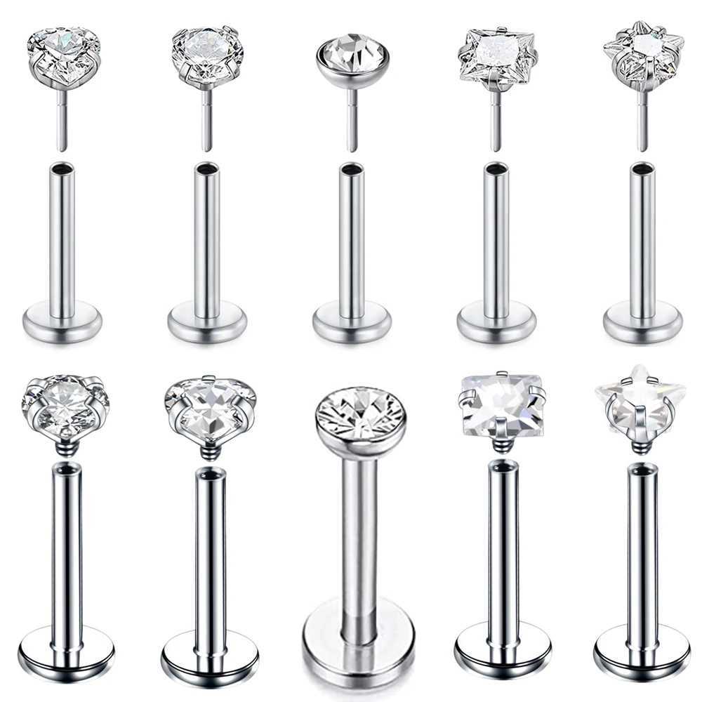 1pcs CZ Surgical Stainless Steel Labret Monroe Lip Ring Tragus Nail Helix Earring Stud Piercing Jewelry gift 16G Y240921