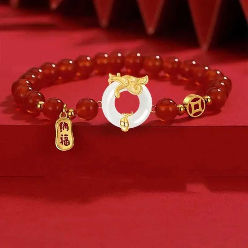 2024 Chinese Style Zodiac Dragon Bracelet For Women Men Brings Wealth Health and Good Luck Red Beaded Couple Bracelet Jewelry GiX240921