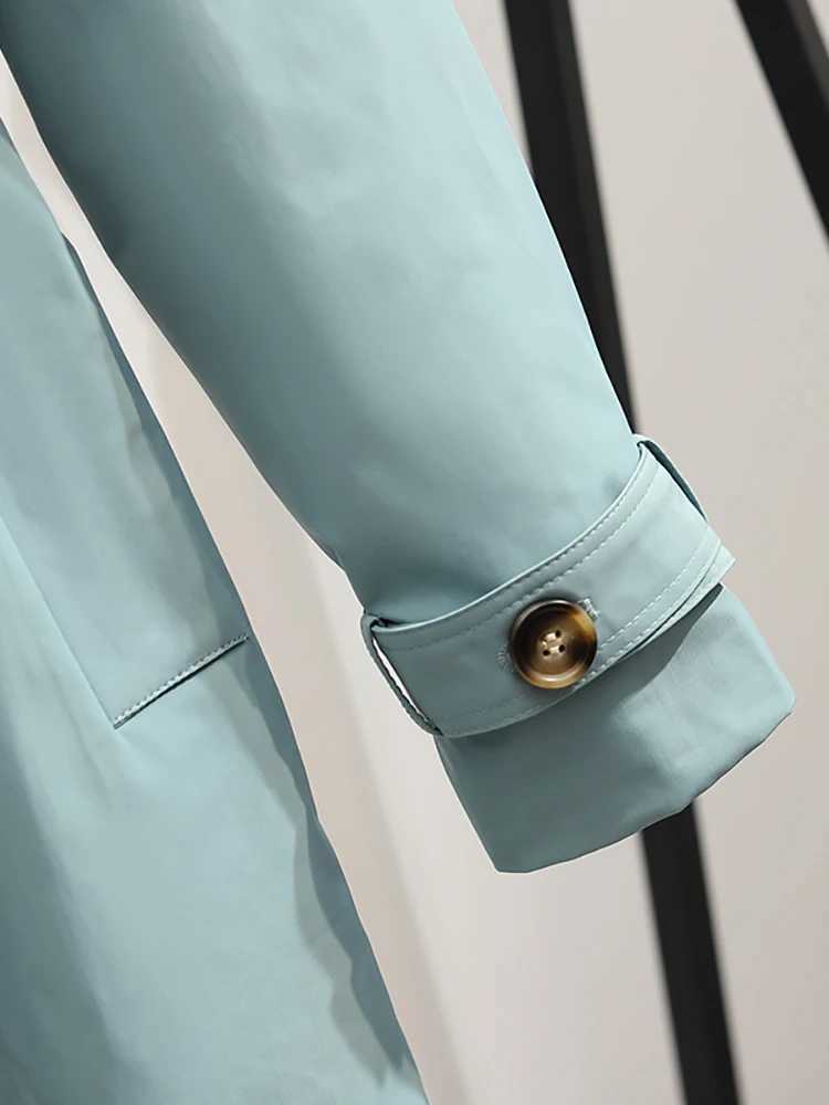 Heliar Women Long Trench Coat Fashion Windproof Coat Double Breasted Trench TRAF Coats Green Belt Windbreaker WinterX240921