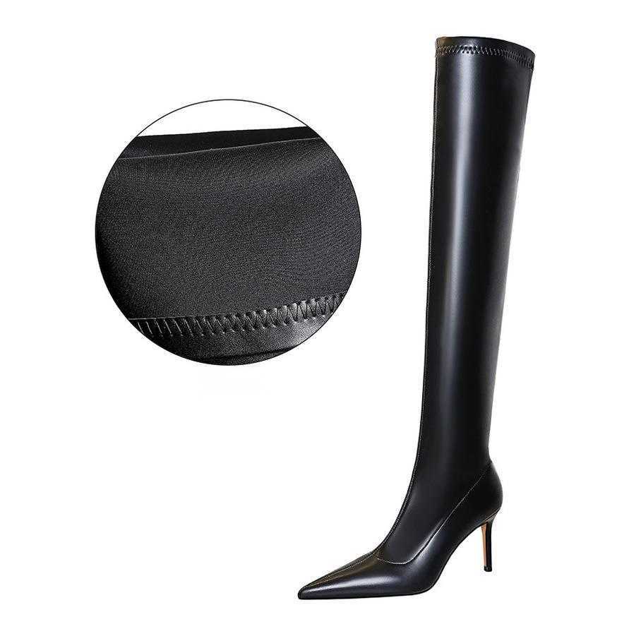 CMM Fashion Simple Thin Heel High Heel Pointy Winter Sexy Nightclub Slim Legged Over Knee Boots