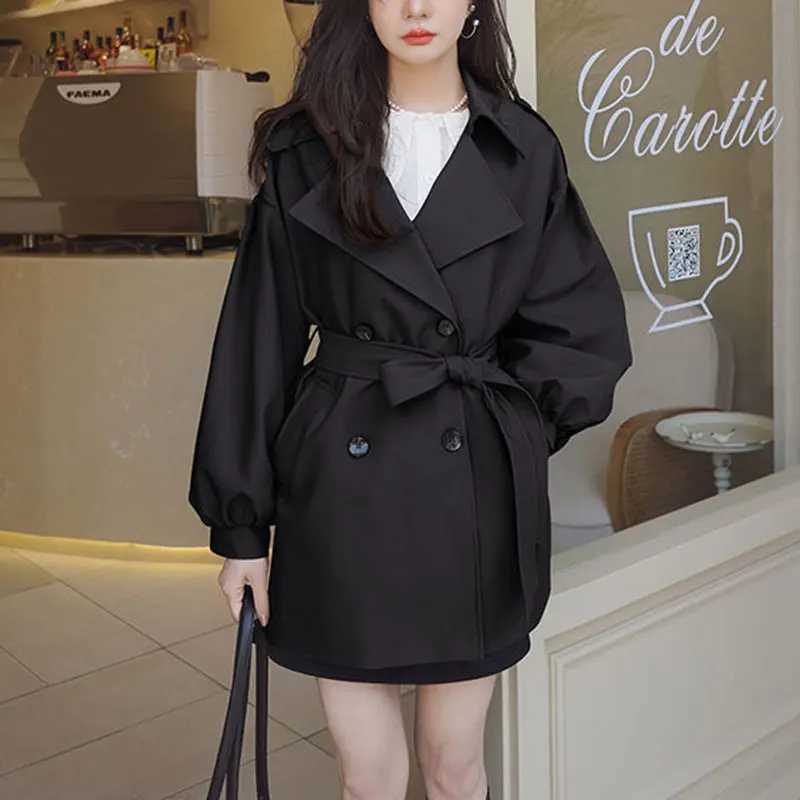 Womens Autumn Korean Fashion Office Lady Simplicity Windbreaker Coat Women Clothes Temperament Solid Color Long Sleeve TopsX240921