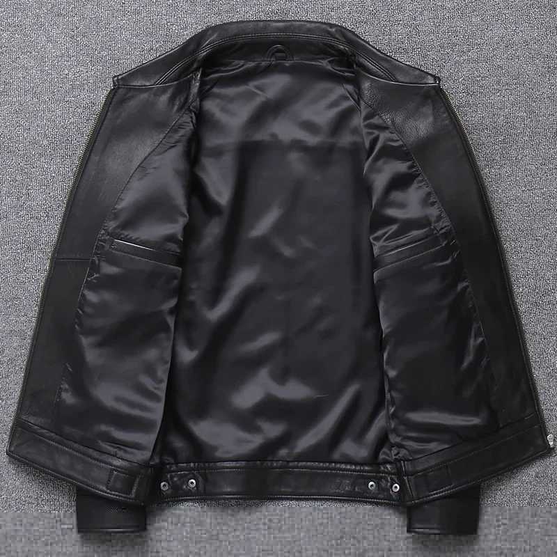 100% natural leather jacket mens winter and spring street clothing sheepskin coat mens motorcycle leather jacket W240918