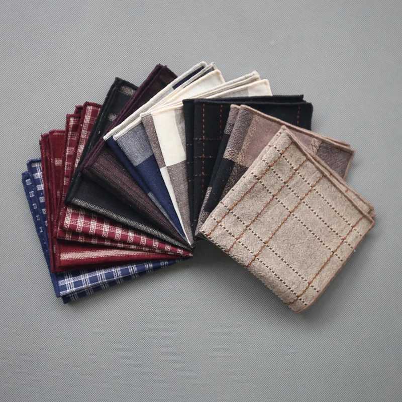 24*24CM Mens Cotton Suit Pocket Square Plaid Striped Plain Handkerchief Simple Casual Towel Bridegroom Wedding Banquet HankyX240921