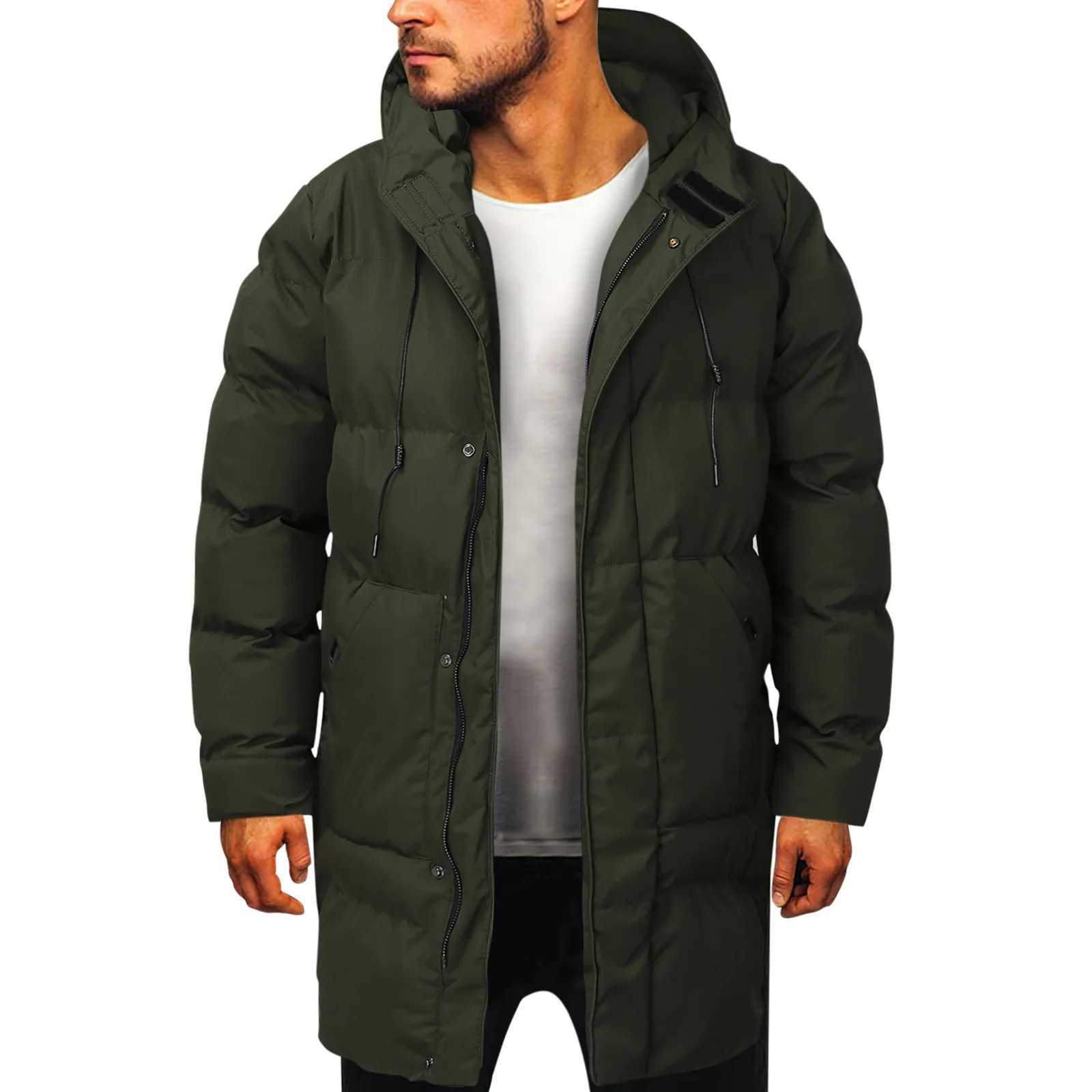 Mens casual hooded winter snow jacket warm jacket thick plus windproof jacket Parka mens coat W240920