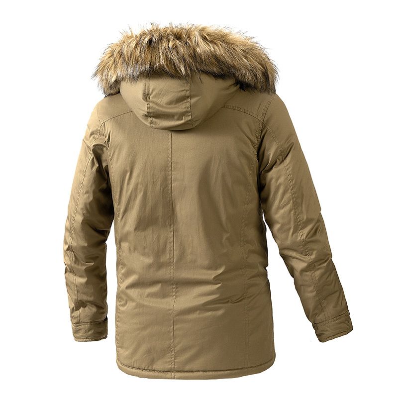 Winter New Men Warm Thick Fleece Long Parka Mens Fashion Fur Collar Windproof Detachable Hat Jacket Brand Clothing Male