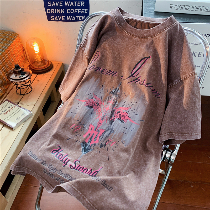 Designer T-shirt Women's T-shirt Large High Street Handsome Washed Top 2024 New Street T-shirt Free Shipping