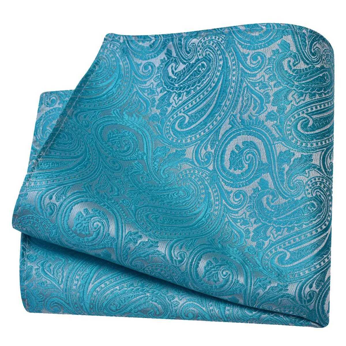 Ricnais Classic Silk Pattern Handle 25cm * 25cm Hanky Green Red Purple Orange Pocket Square Mens Wedding Business Party W240921