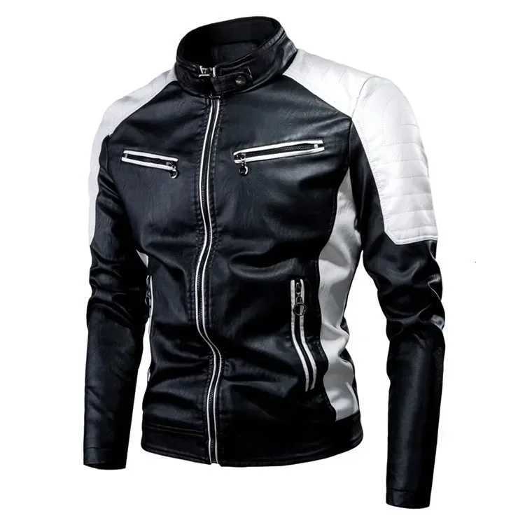 New mens leather jacket brand ultra-thin suitable for motorcycle leather jacket mens leather jacket mens casual bicycle zipper jacket W240918
