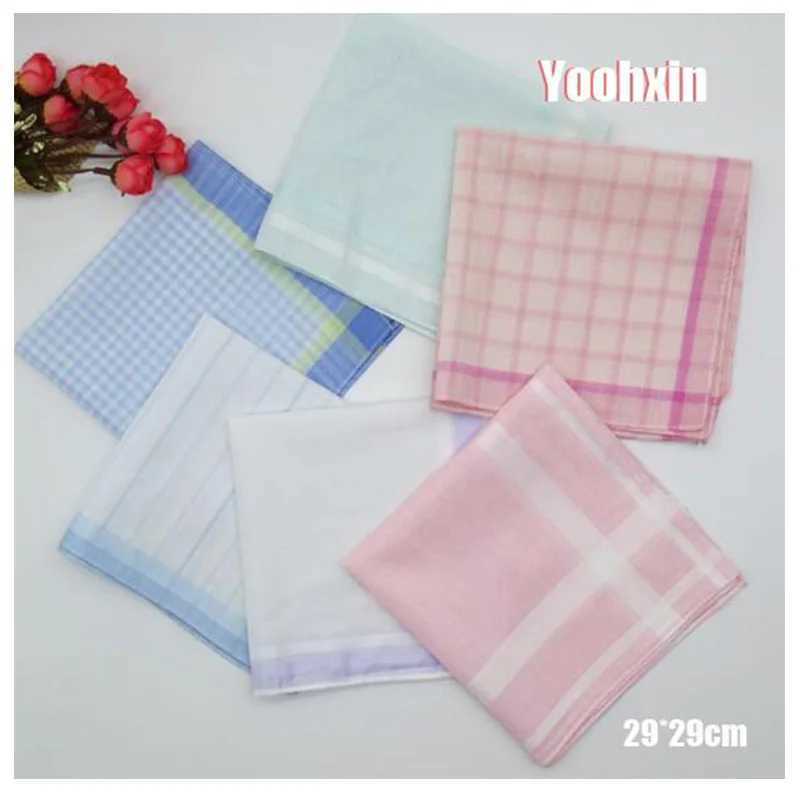 5pcs/Lot 29CM Luxury Cotton Stripe Lace Printed Women Square Handkerchief Ladies Hanky Children Baby Towel Party Christmas GiftX240921