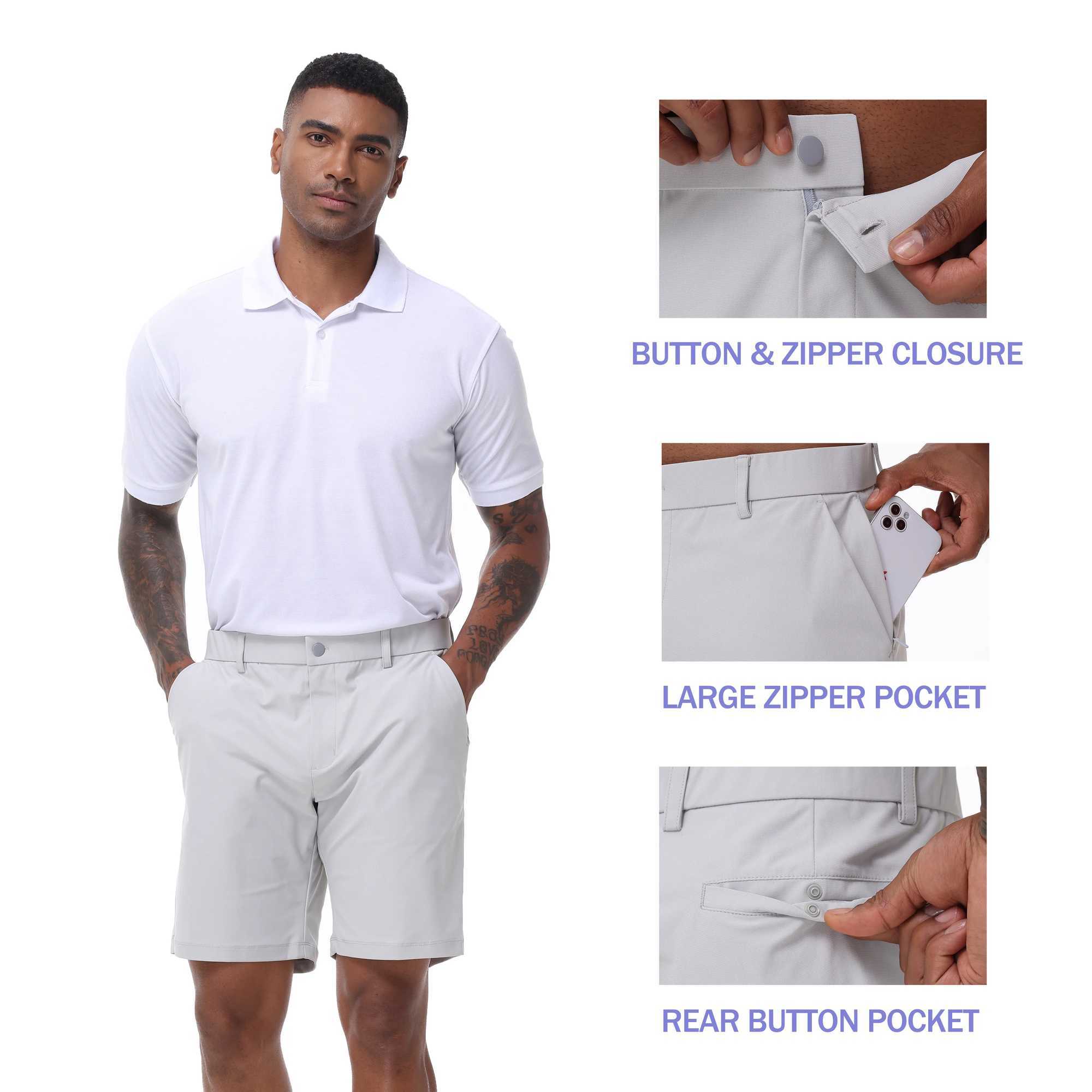 Mens Cargo Trendy Shorts Casual Elegant Golf Pants Stretch Waist Work Dress Shorts with Concealed-Type Zipper Side PocketsX240921