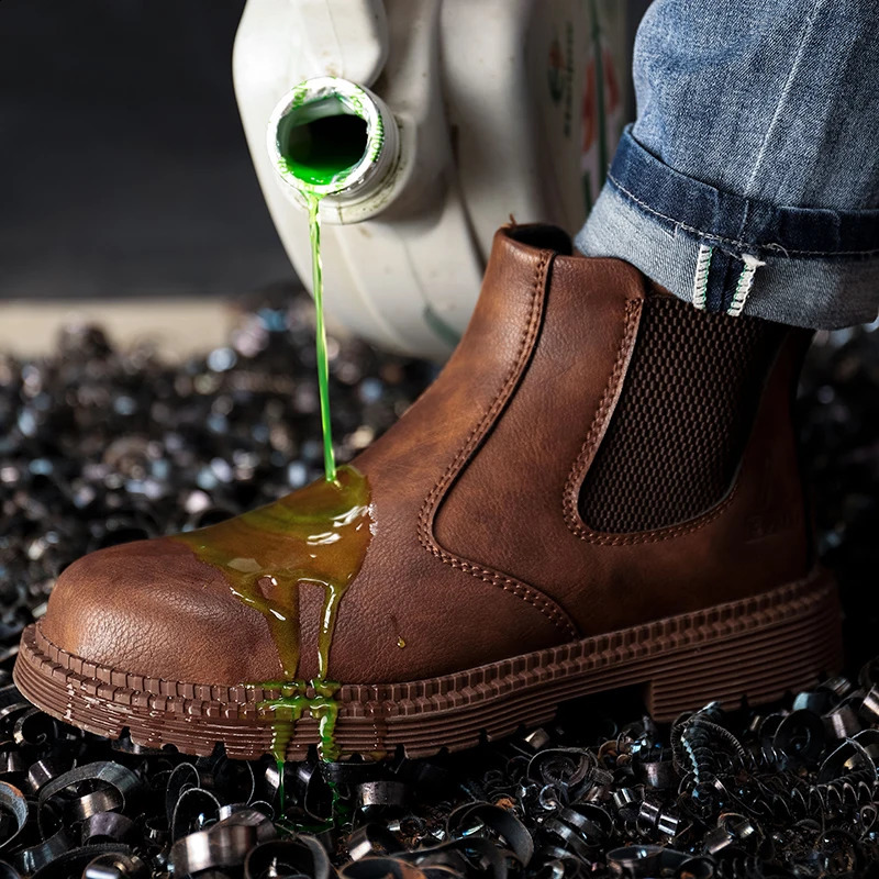 Mens waterproof steel toe boots mens non removable construction anti slip work shoes 241030