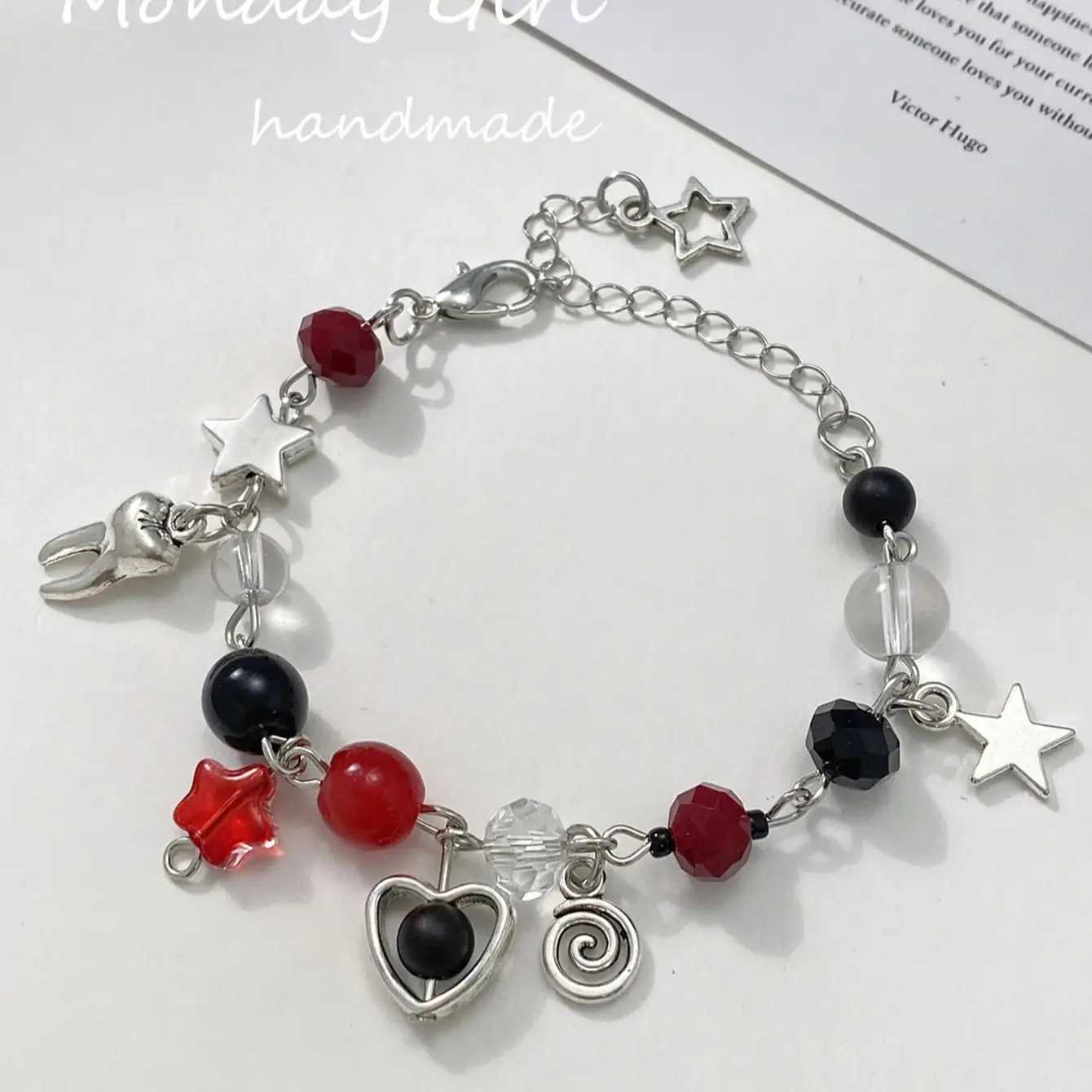 One Piece Fashion Exquisite Envelope Sterry Star Bow Y2K Flower Silver Colour Bracelet Woman Party Gift DailyXJ241214