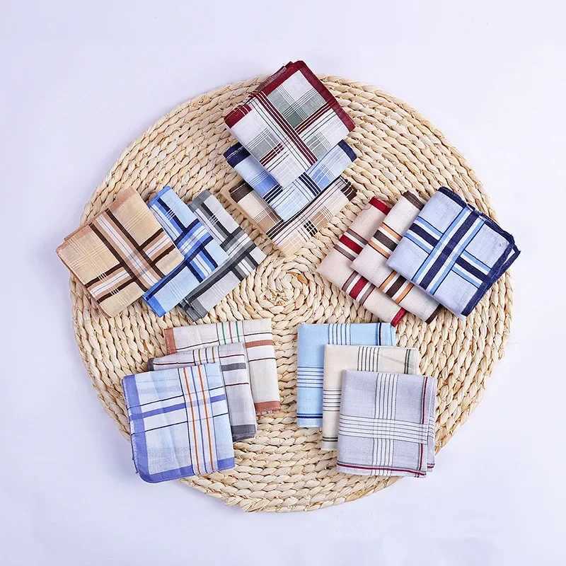 3Pcs 38x38cm 100% cotton plain weave mens pocket business box towel handle scarf wedding party gift W240921