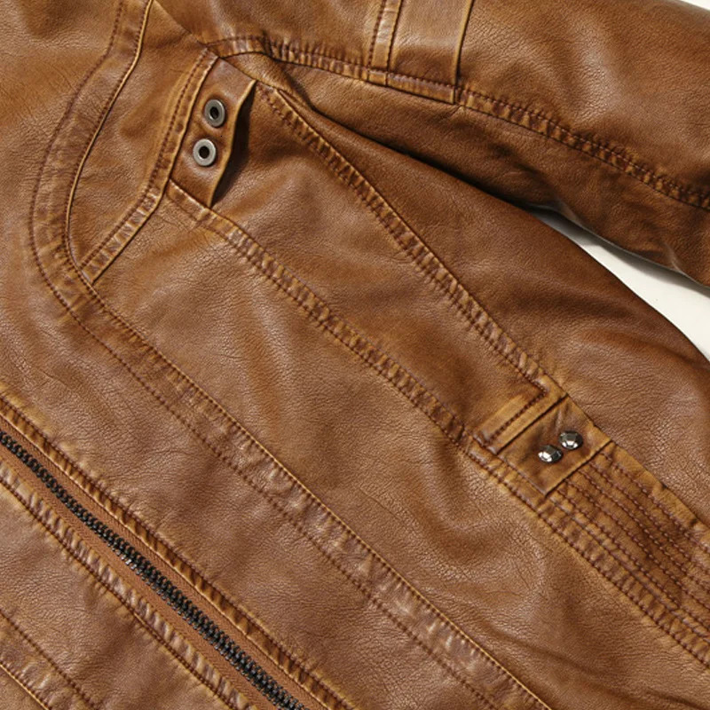 PU Standing Collar Short Bicycle Leather Paired With High-Quality Fashionable Casual Men's Motorcycle Jacket