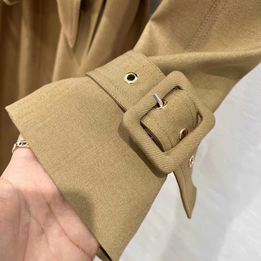 2023 New Women High-end Khaki Trench Coat Two Piece Set Ladies Cloak Wear Belt Korean Fashion Trench Coat Female WindbreakersX240921