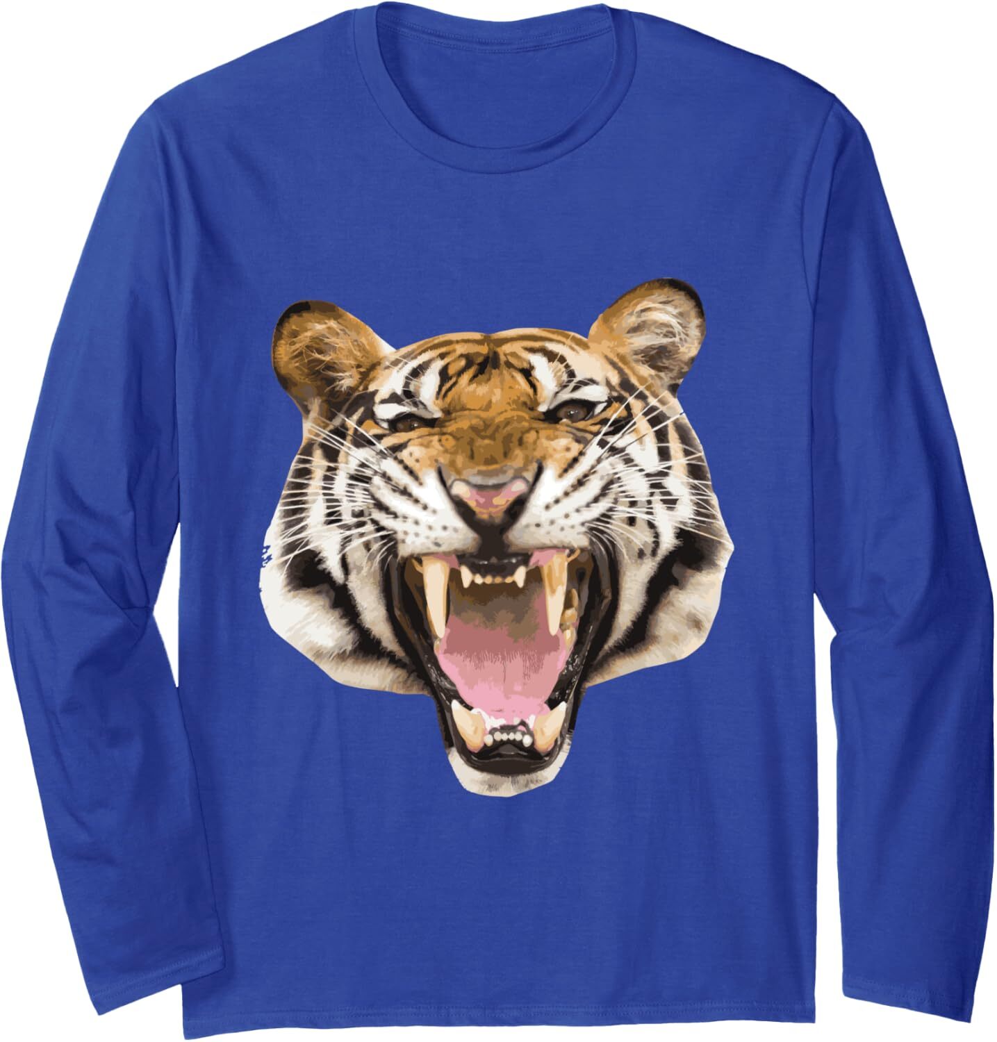 Long Sleeve Shirts for Men sweatshirt Realistic Tiger Roaring Face Animal Lovers Gift Long Sleeve Tee Streetwear Casual tops clothes