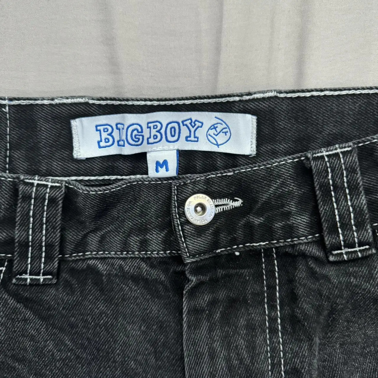 Hip Hop Polar Big Boy Jeans Embroidery High Quality Y2k Pants Vintage Streetwear Baggy Mens Waist Wide Trouser 240911
