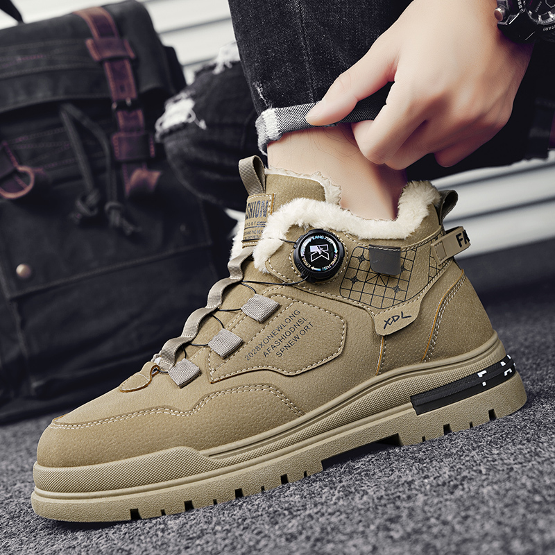 Free shipping designer shoes new men's winter men's fur comfortable men's warm leather handmade waterproof boots anti slip high top sho