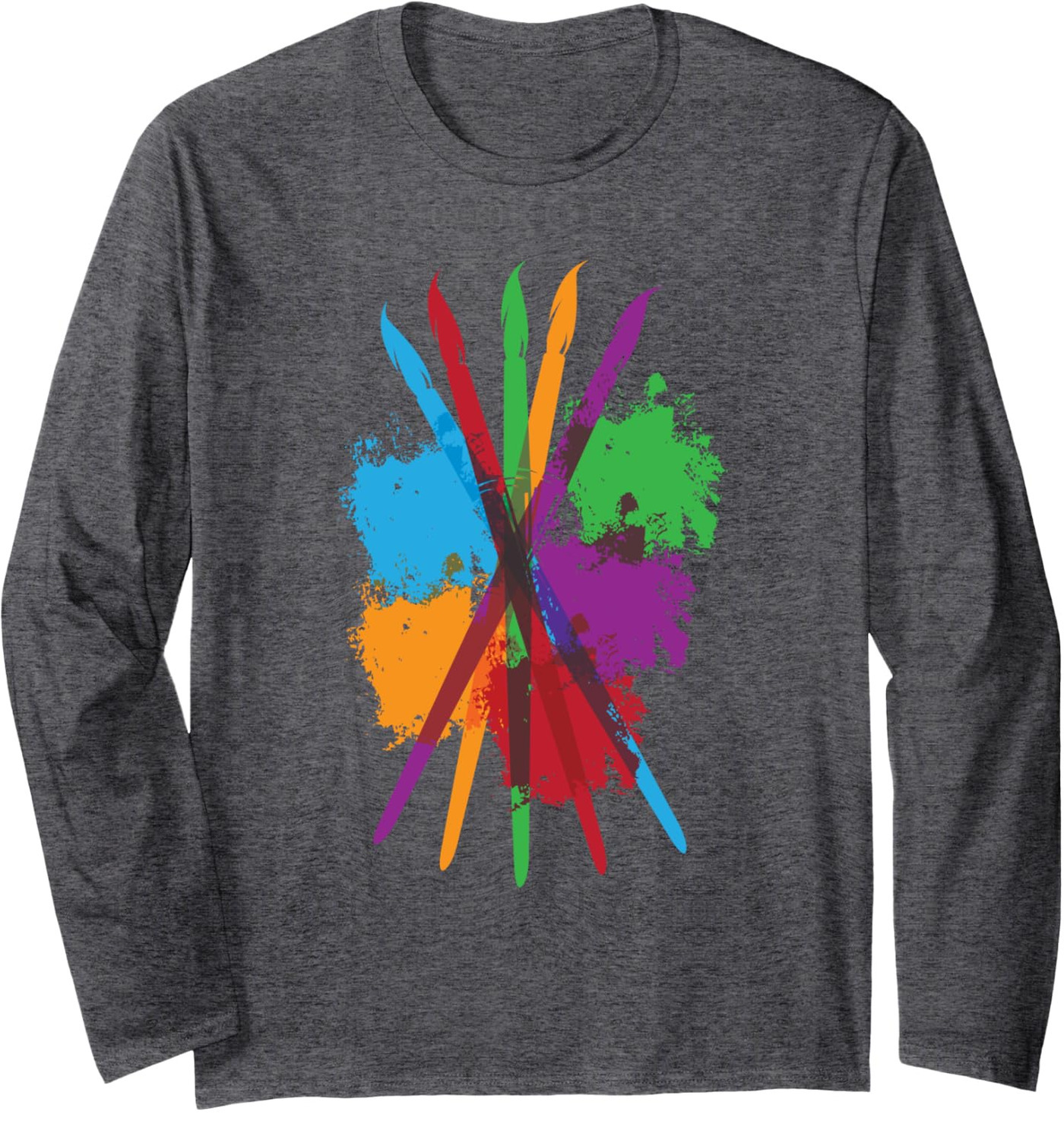 Long Sleeve Shirts for Men sweatshirt Rainbow Splash Multicolored Painter Brushes Art Gift Long Sleeve Tee Streetwear Casual tops clothes