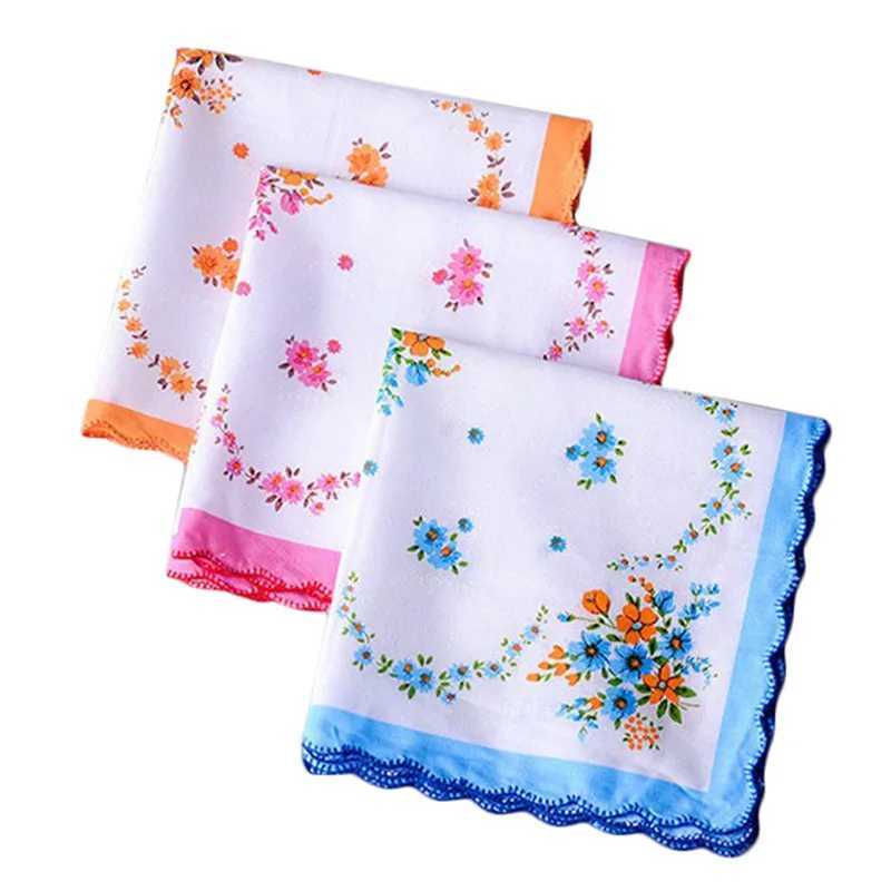 3Pcs 28x28cm Small Vintage Cotton Women Hankies Embroidered Butterfly Flower Cloth Lady HandkerchiefX240921