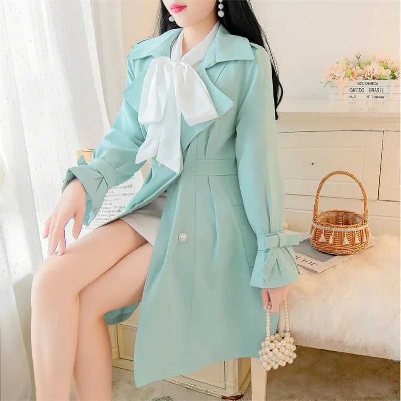 Medium long Women Jackets Korean Spring Autumn New 2024 Fashion Slim Long Sleeve Ladies Windbreaker Outerwear Female Coats TopX240921