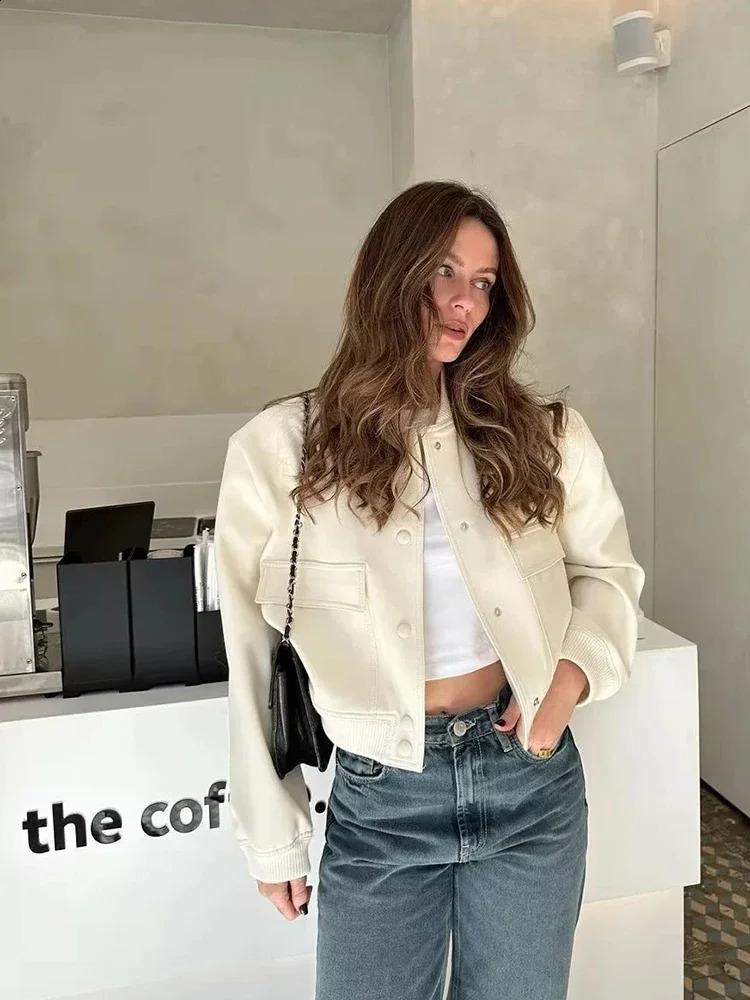 Spring Bomber Jacket Women Solid Long Sleeve Racing Fashion Pocket Coats Female Casual Vintage Outerwear Tops 240919