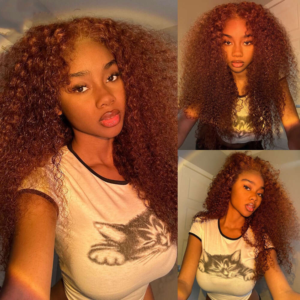 Reddish Brown 13x4 Front 100% Remy Glueless Wigs Human Hair For Women32 Kinky Curly 13x6 hd Lace Frontal Wig