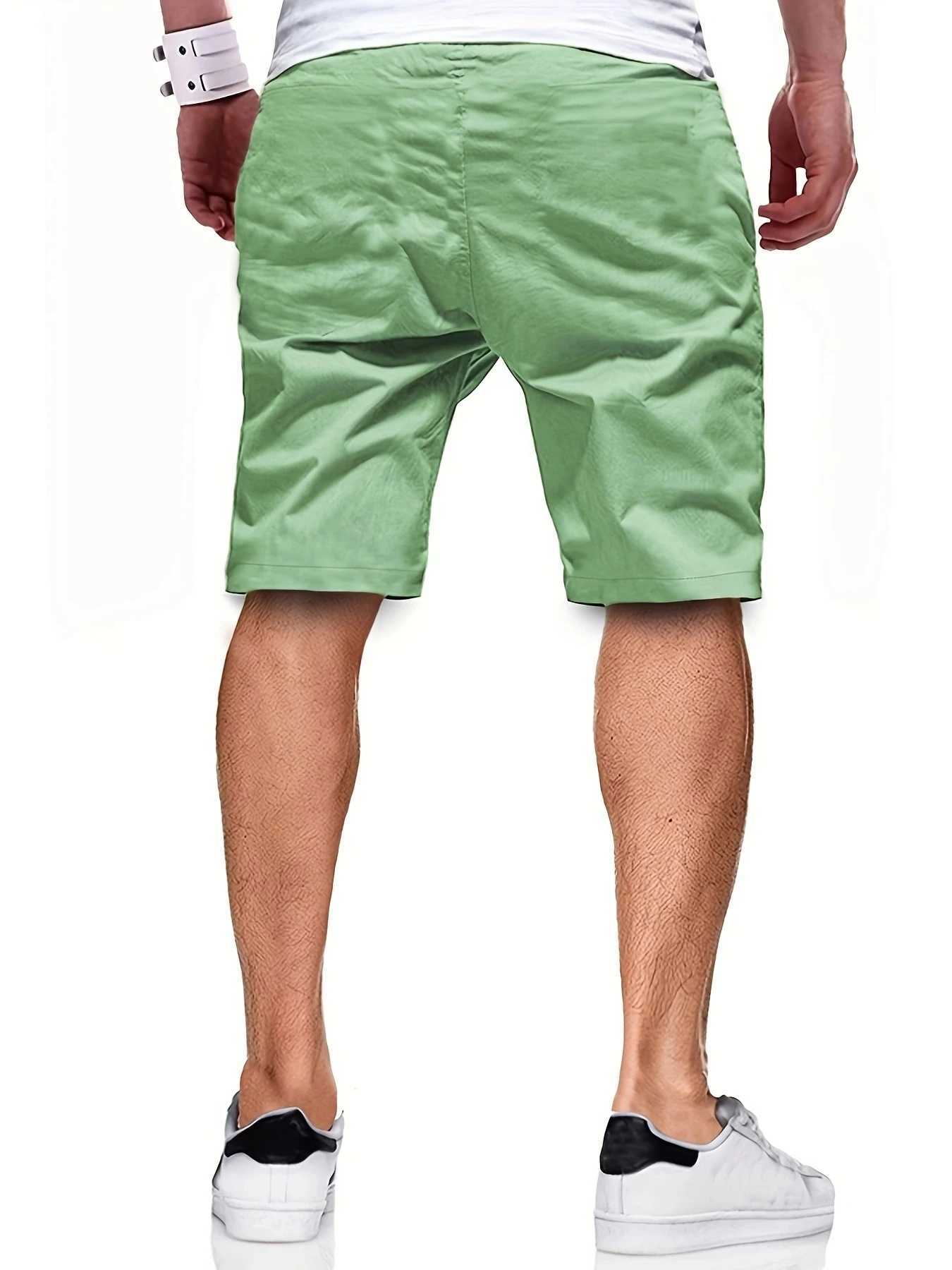 New Mens Casual Short Bermuda Short Fitness Jogging Short Vintage Elastic Waist Cargo shortsX240921
