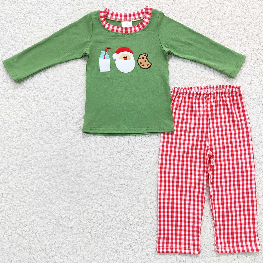 Fashion Baby Girls Clothes Christmas Milk Cookie Santa Claus Embroidery Kids Sibling Clothes Boys Sets Match Baby Rompers 240911