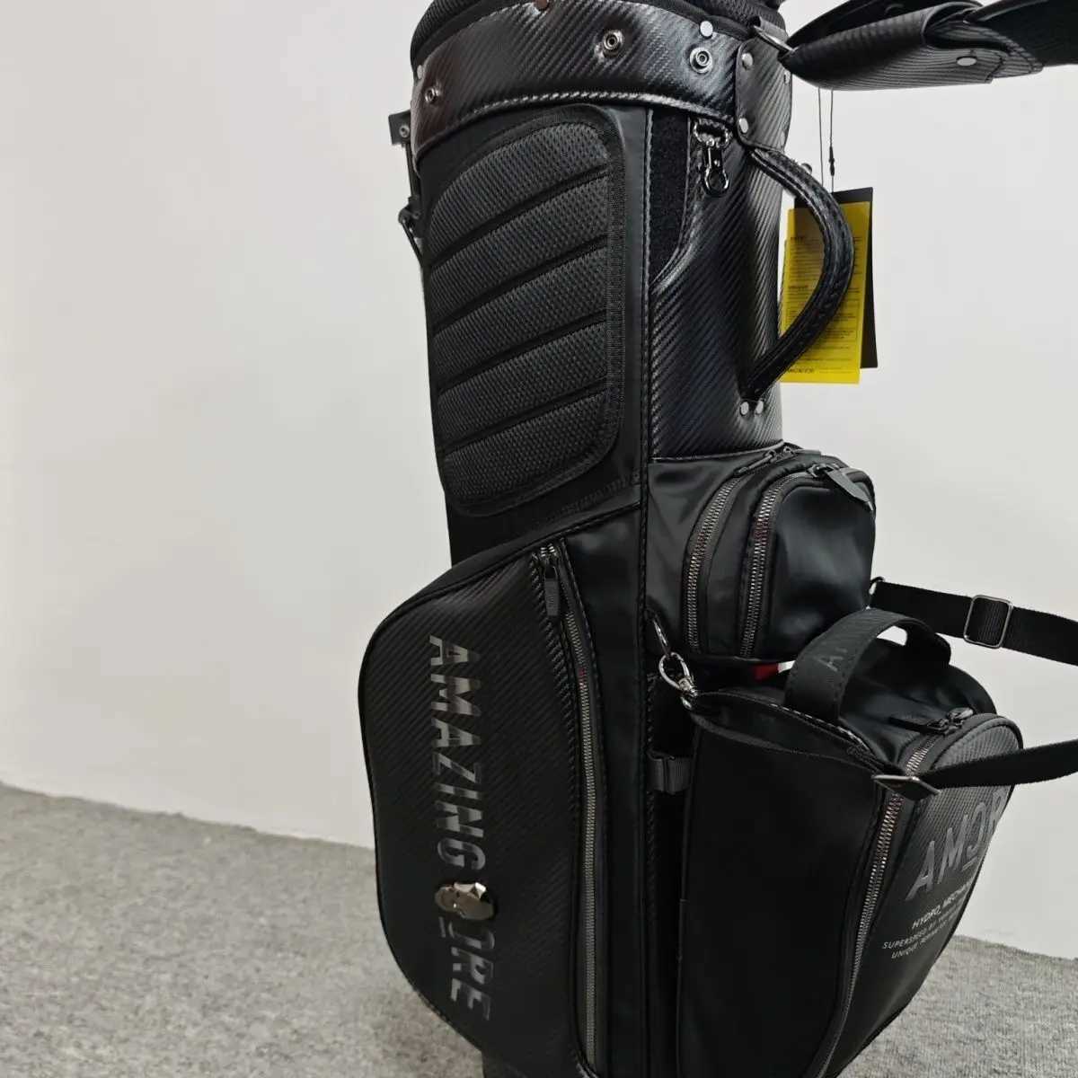 High quality AMAZINGCRE black waterproof PU golf bag mens professional golf bag golf caddy bag W240921