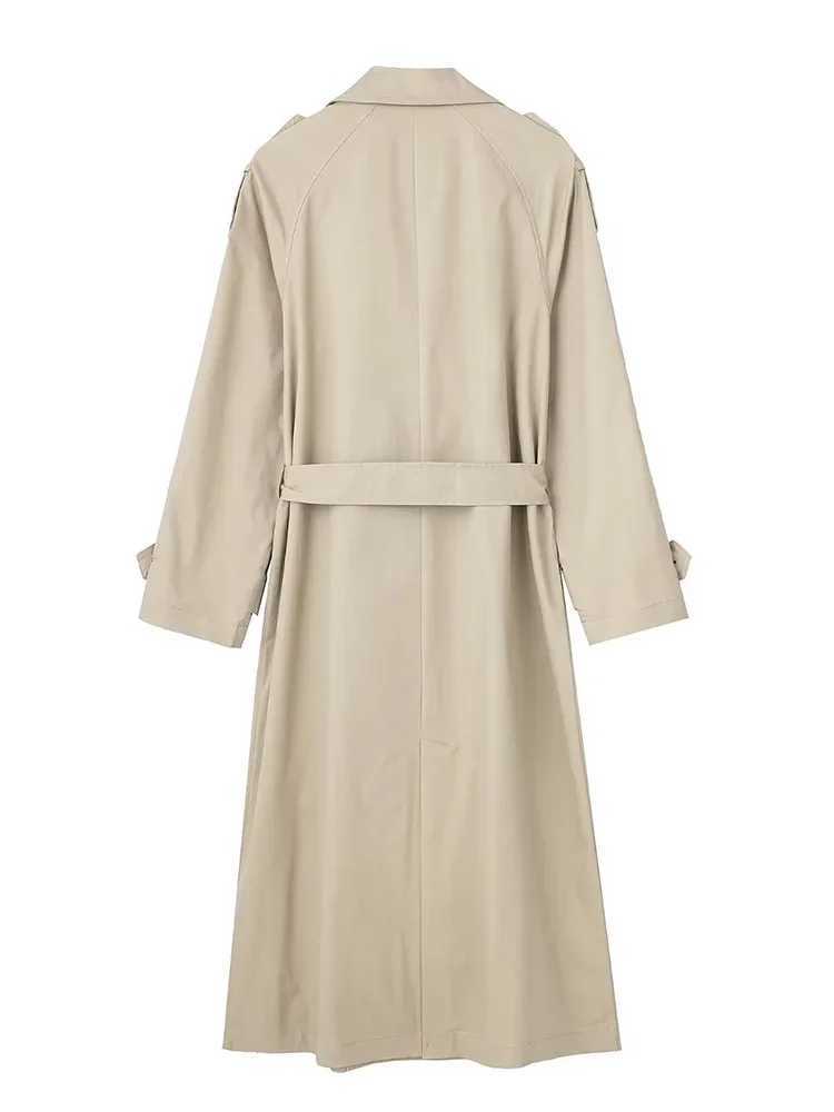 Willshela Women Fashion With Belt Solid Double Breasted Trench Vintage Lapel Neck Long Sleeves Female Chic Lady OutfitsX240921
