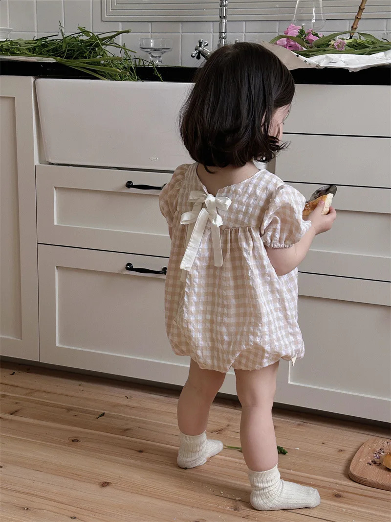 Summer Girl Thin Puff Sleeves Onesie born Girls Loose Cotton Casual Bodysuit Infant Romper Kids Clothes 240902