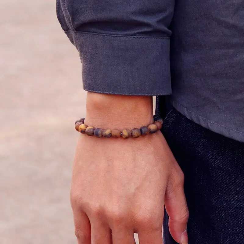 100% Natural Matte Tiger Eyes Stone Bracelet Men Minimalist 4/6/8/10/12/14mm Beaded Braclet Homme Uranus Brazalete Gift For HimX240921