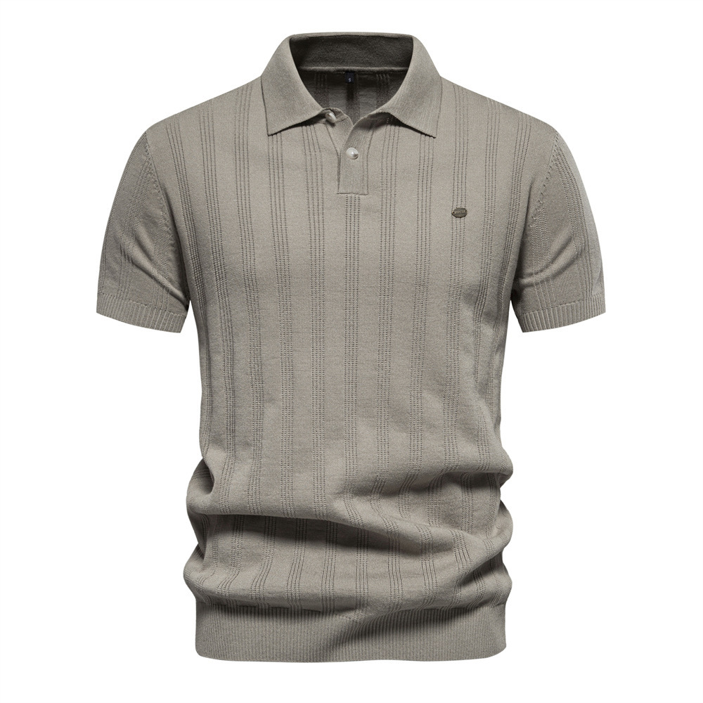 2024 Summer New Men's High Quality Sleeved Lapel Business Casual Knitted Polo Shirt Man Short Sleeve T-Shirts
