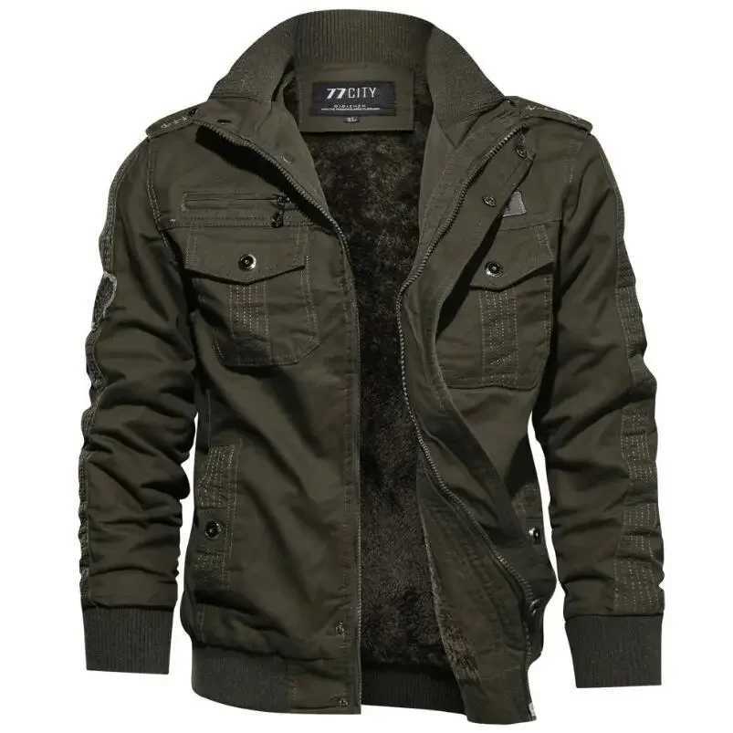 Mens winter coat thick warm jacket bag casual winter jacket high-quality mens multi pocket cargo jacket and Coats6XL W240920