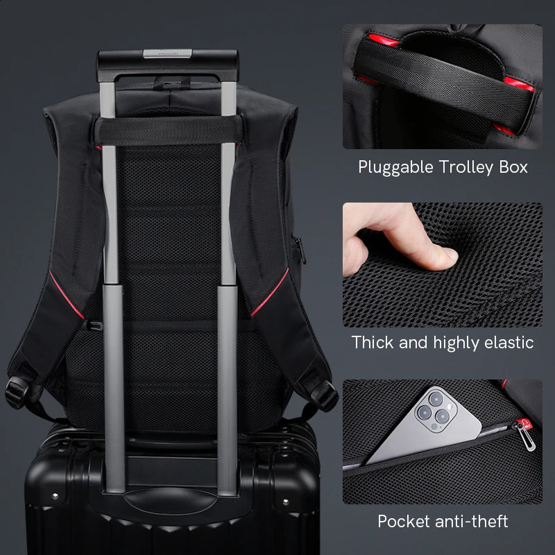 Kingsons waterproof mens backpack laptop bag 17 inch external USB charging antitheft multilayer Mochila 240919