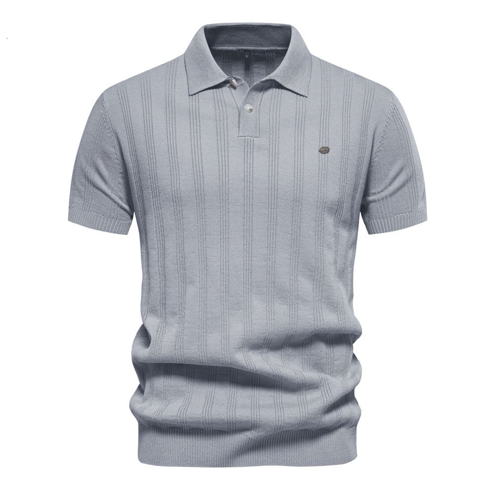 2024 Summer New Men's High Quality Sleeved Lapel Business Casual Knitted Polo Shirt Man Short Sleeve T-Shirts