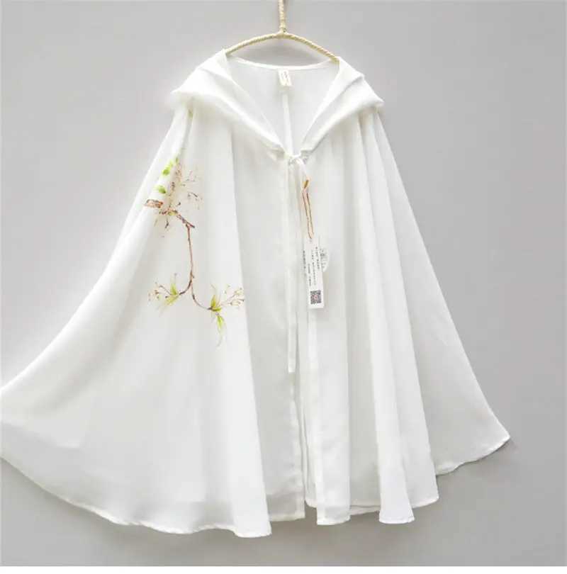 2021 Womens Summer Short sleeved Antique Coat Chinese Chiffon Sunscreen Clothing Retro Outdoor Shawl Hanfu Womens Open Top zh764 W240921