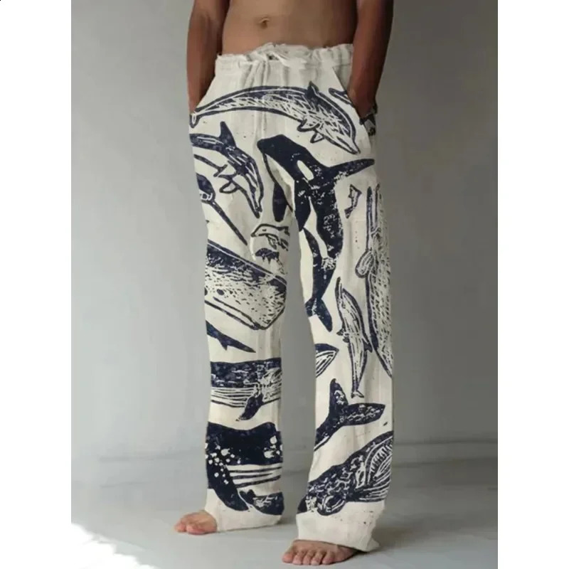 Giant octopus print wide leg pants Harajuku casual unisex hippie summer mens clothing 240918