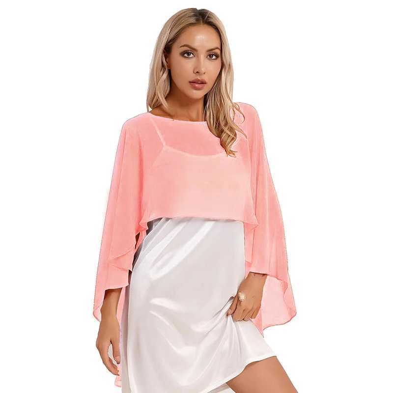 Elegant Womens Chiffon Shawl Womens Evening Dress Wedding Party Shawl Fashion Solid Color Dress Cover Bridal Shawl and Wrap W240921