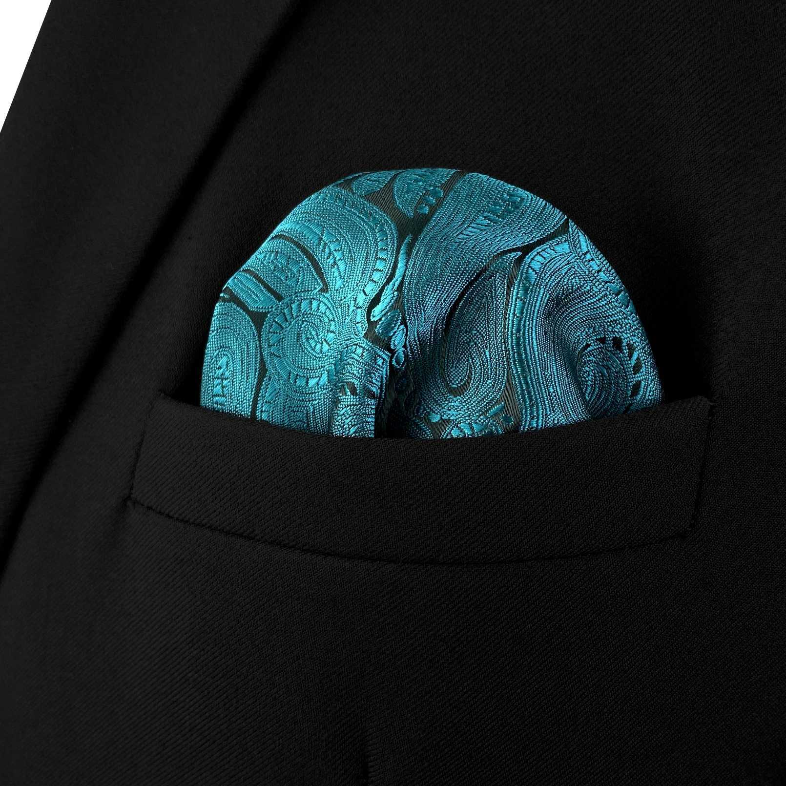 Multi colored Paisley silk hot mens pocket square business color handle large 12.6 inches 32cm fashion gift W240921