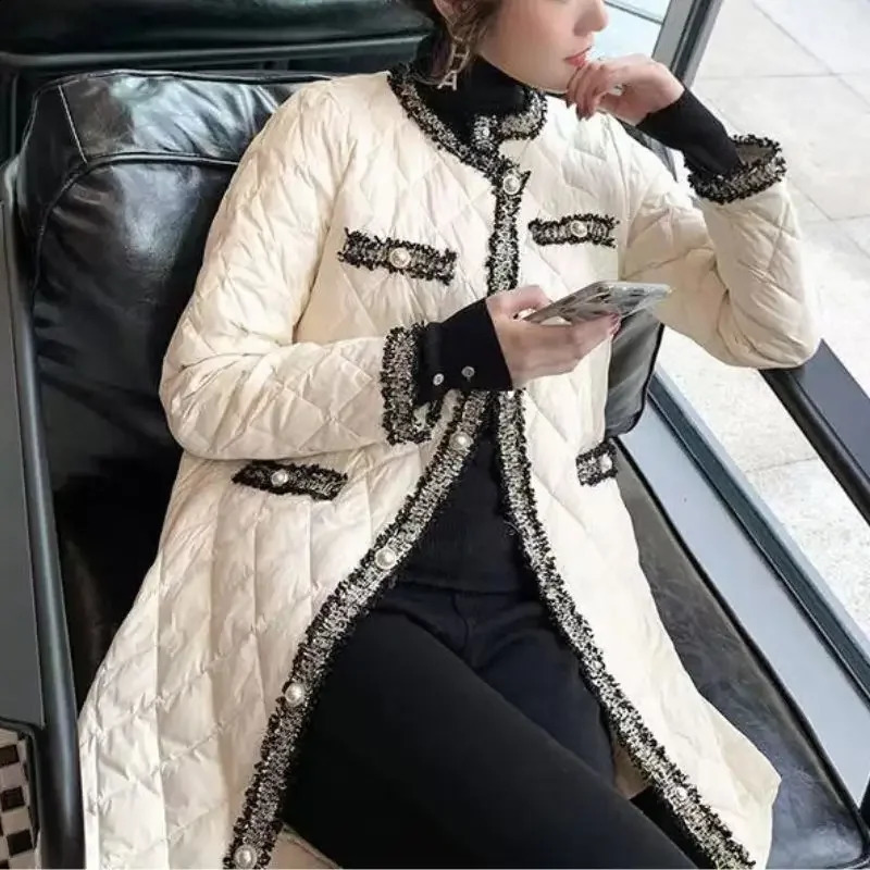 Autumn Winter Womens Elegant Fashion Loose Parkas Top Ladies Casual All-match Cardigan Coat Female Buttons Long Jacket Outwear 240914
