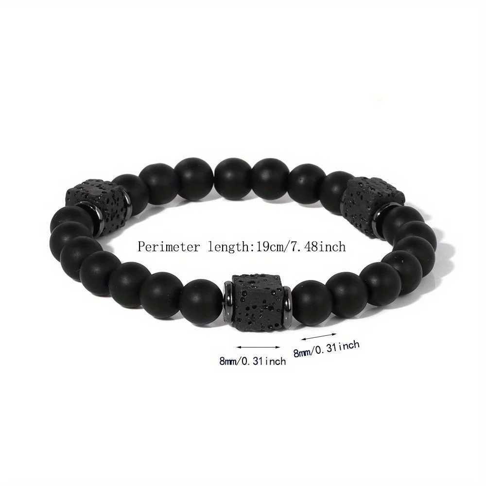 Natural Lava Stone Healing Balance Chakra Bracelet 8mm Black Colored Beads Bracelet For Men Fathers Day Gift Jewelry for SonX240921