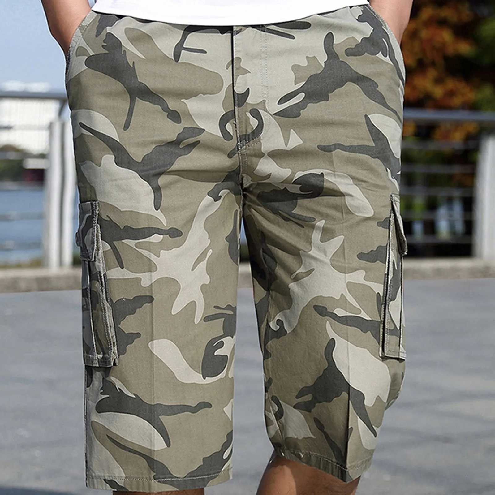 Men Cargo Shorts 2024 Men Summer Casual Cotton Multi Pockets Hot Breeches Cropped Trousers Military Camouflage Shorts 2xl-6xlX240921